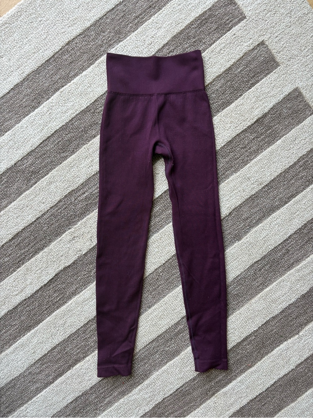 aerie Kids Ribbed High-Waist Leggings - Plum